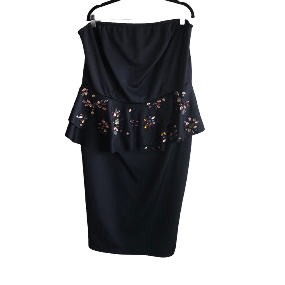 ASOS Navy Blue Jeweled Peplum Scuba Dress